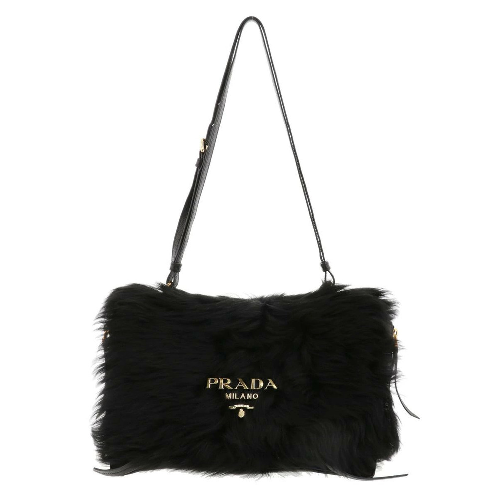 PRADA Etiquette Bag Shoulder Black AB